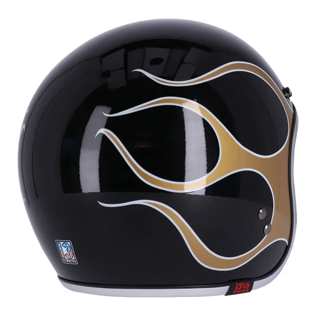 13 and a half company 1/2 Skull bucket helmet flames gold