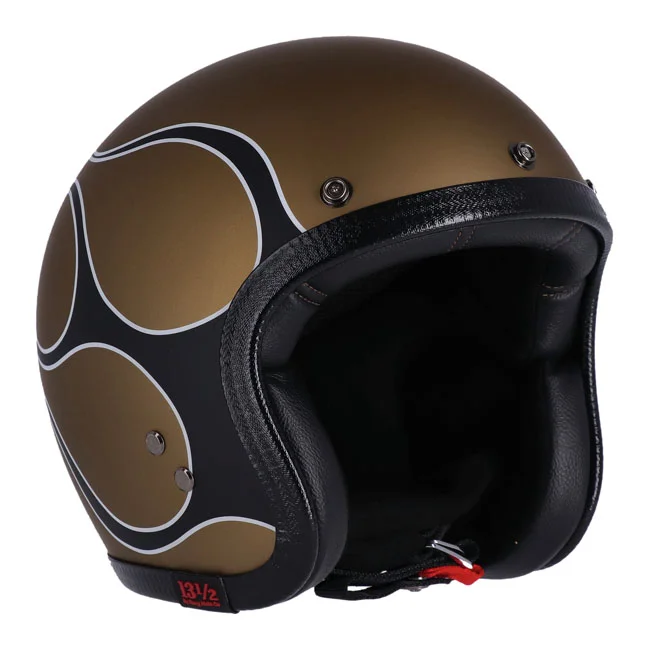 13 and a half company 1/2 Skull bucket helmet flames matt gold