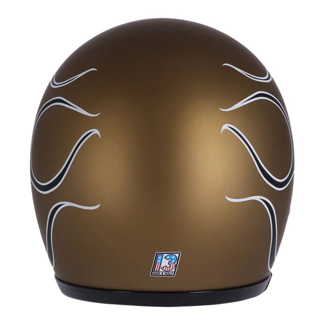 13 and a half company 1/2 Skull bucket helmet flames matt gold