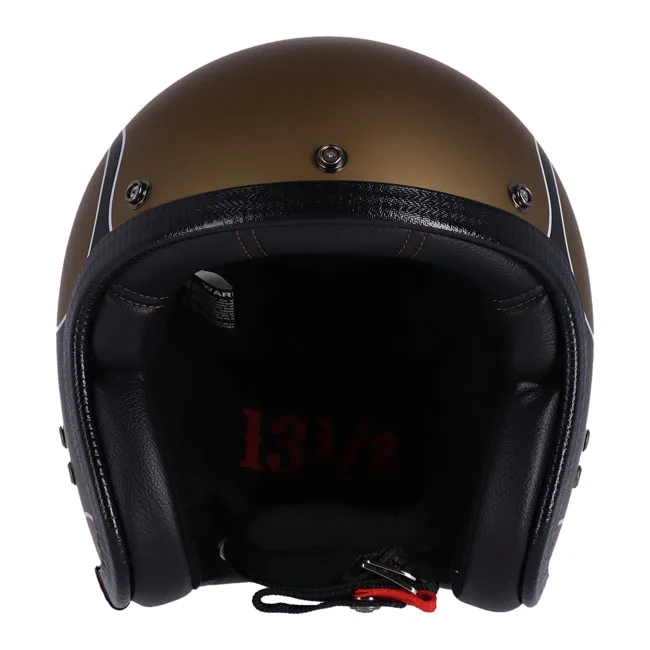 13 and a half company 1/2 Skull bucket helmet flames matt gold