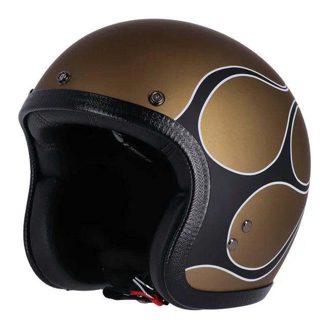 13 and a half company 1/2 Skull bucket helmet flames matt gold