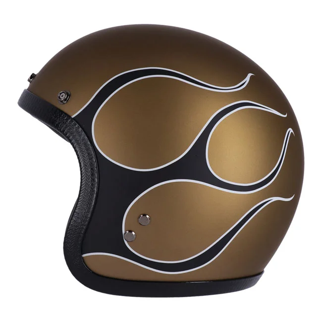 13 and a half company 1/2 Skull bucket helmet flames matt gold