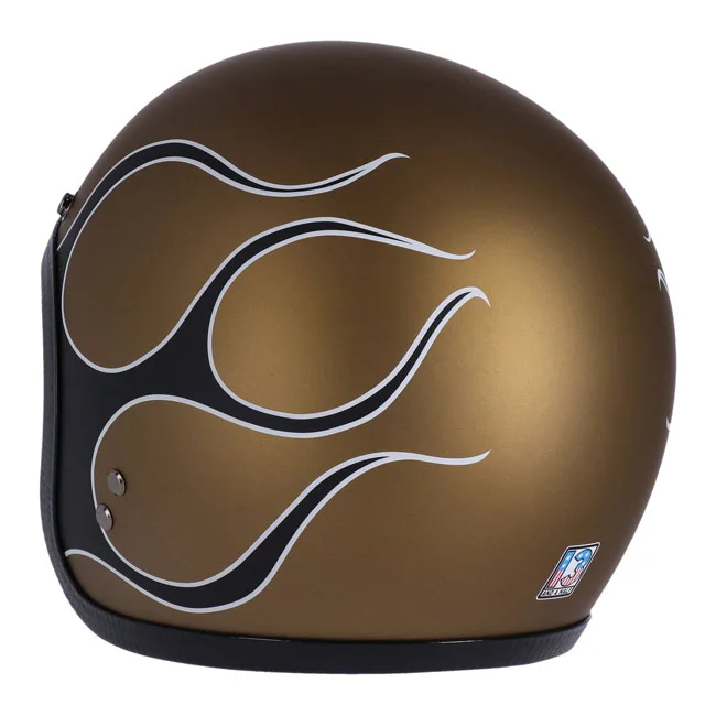13 and a half company 1/2 Skull bucket helmet flames matt gold