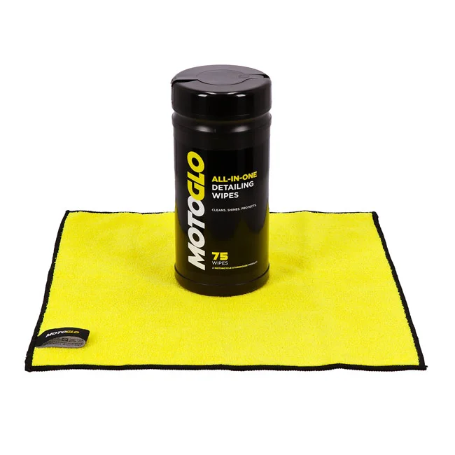 MotoGlo Detailing Wipes dispenser and Microfiber Cloth