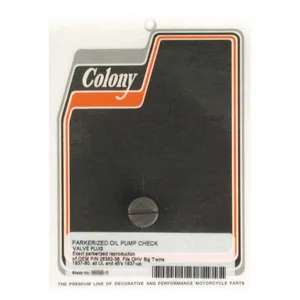 Colony Colony plug, oil pump check valve