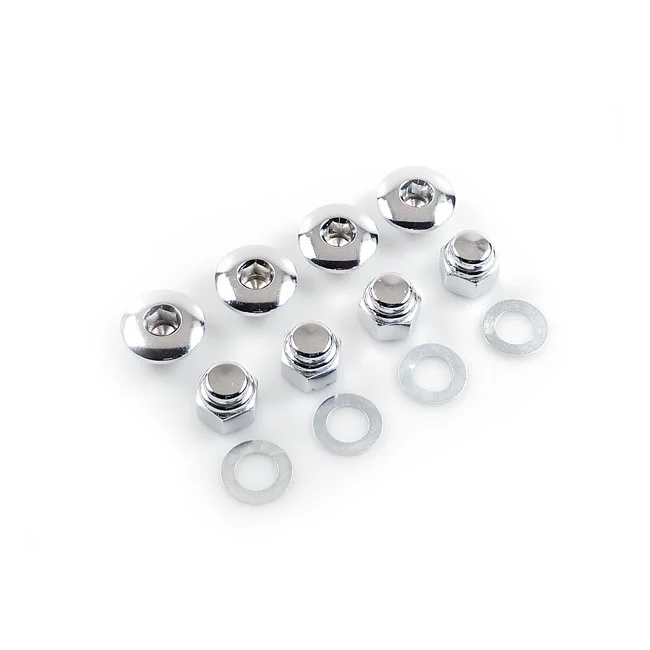 Colony Rocker shaft plug & nut kit. Buttonhead. Chrome