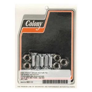 Colony Colony, front brake rotor bolt & nut kit. Chrome