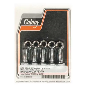 Colony Colony, front/rear brake rotor bolt & nut kit. Chrome hex