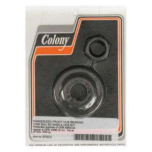 Colony Colony, wheel bearing cone seal retainer & nut kit. Black
