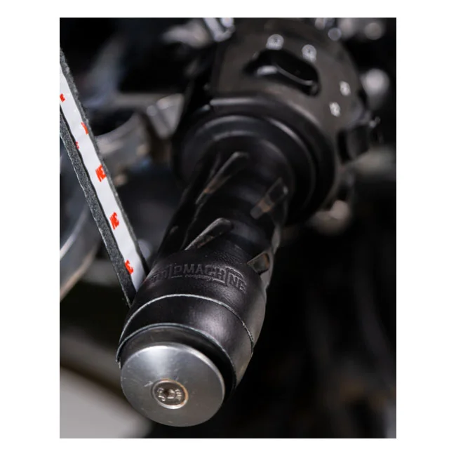 Tripmachine Trip Machine, leather handlebar grip wraps. Black