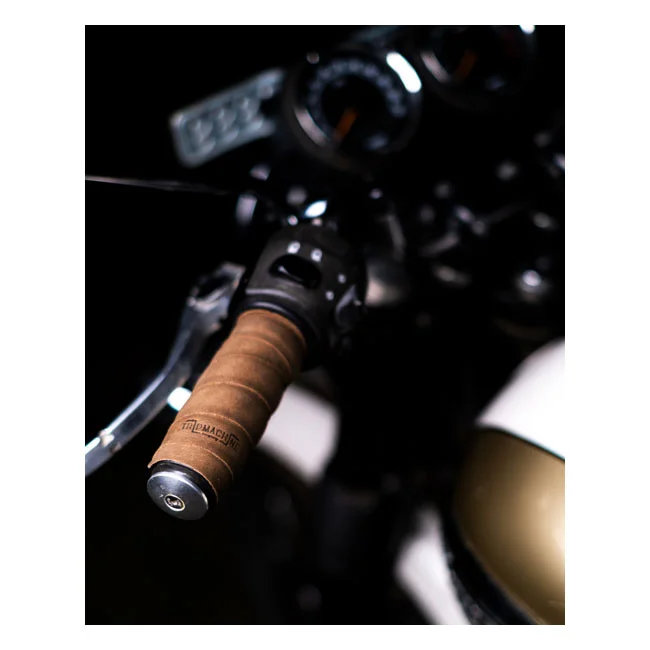 Tripmachine Trip Machine, leather handlebar grip wraps. Tobacco brown