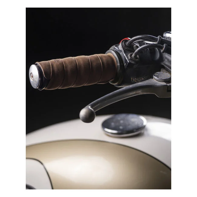 Tripmachine Trip Machine, leather handlebar grip wraps. Tobacco brown