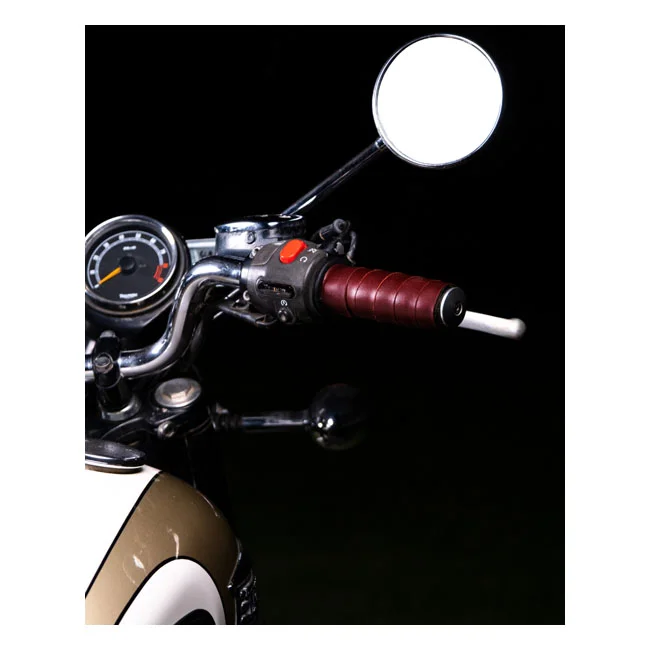 Tripmachine Trip Machine, leather handlebar grip wraps. Cherry red
