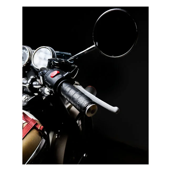 Tripmachine Trip Machine, leather handlebar grip wraps. Black perforated