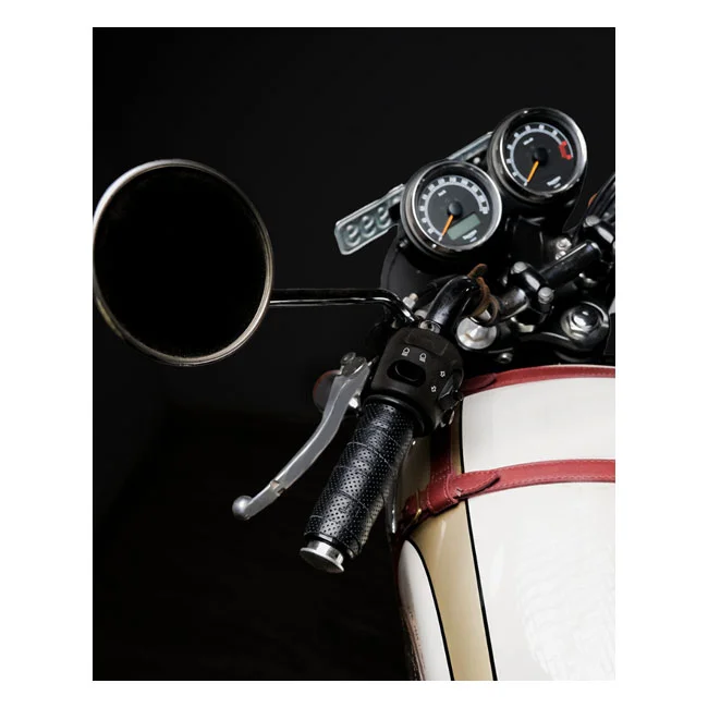 Tripmachine Trip Machine, leather handlebar grip wraps. Black perforated