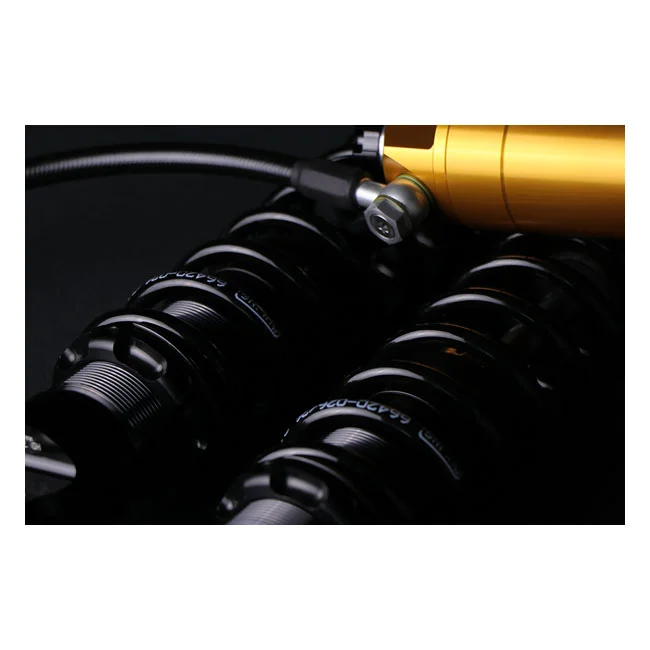 Öhlins STX36 Blackline rear shocks golden reservoir. 13" - 66420-026