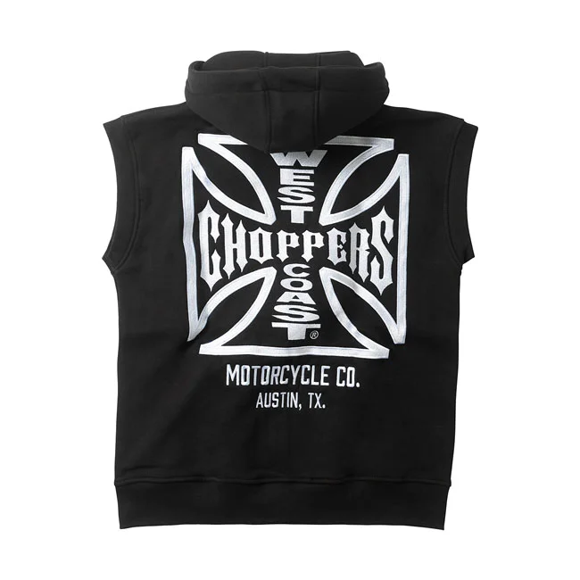 West Coast Choppers WCC OG ATX sleeveless zip hoodie black