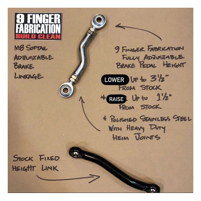 9 Finger Fabrication LLC 9Finger Fabrication, M8 mid-control brake linkage. Black