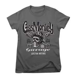 Gas Monkeys Garage GMG Custom motors skull female t-shirt dark gray