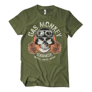 Gas Monkeys Garage GMG Garage Skull t-shirt olive