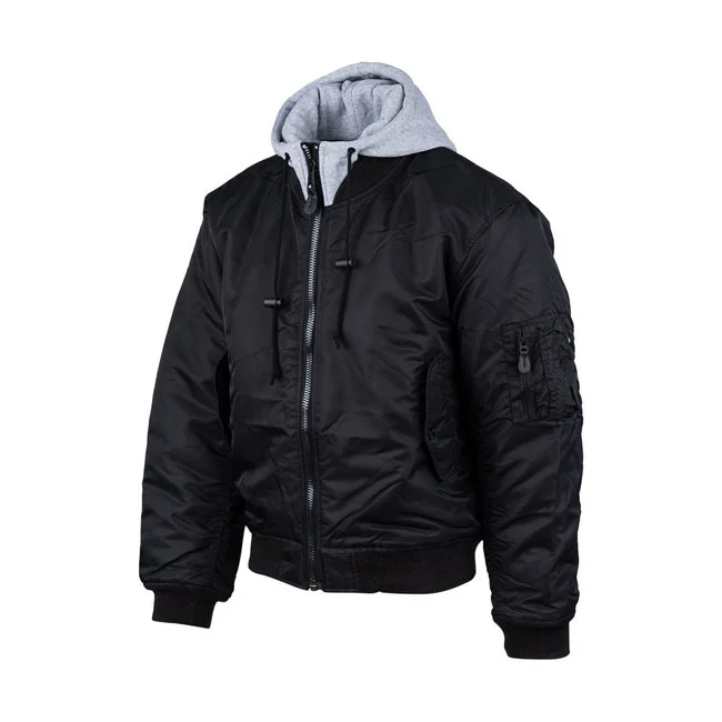 Army Surplus MA-1 Bomber hooded flight jacket black