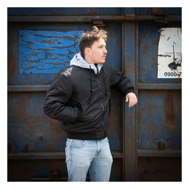 Army Surplus MA-1 Bomber hooded flight jacket black