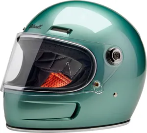 Biltwell Gringo SV Helmet<br><ul><li>Injection-molded ABS outer shell is lightweight and highly resistant to impacts</li><li>Evolutionary Gringo S shell styling features front, side, and rear vent ports to improve interior airflow, moisture dissipation, and cooling</li><li>Dual Density expanded polystyrene (EPS) internal safety shell absorbs and dissipates impact energy without compromising comfort</li><li>Adjustable vents above the eye port let you regulate internal airflow to cool and dry your head</li><li>Molded urethane chin bar pad dissipates energy during front impact</li><li>Chin strap features brushed fleece Lycra touchpoints for comfort, and a D-ring retention system with red quick-release pull tab for speedy removal</li><li>Injection-molded polycarbonate shield features anti-fog and anti-scratch treatments for durability and safety</li><li>Rugged hinge hardware with robust detents allows you to ride with the shield open at slow speeds to increase cooling airflow</li><li>Anodized aluminum washers and stainless-steel hinge screws can be swapped with different colors and finishes to personalize the look of your helmet (hinge hardware sets available separately)</li><li>Removable/replaceable comfort liner and cheek pads are constructed with fleece Lycra and open-cell foam padding to absorb and evaporate perspiration</li><li>The BioFoam head form panel and ventilated polyester padding maximize airflow around your head to ensure coolness and comfort</li><li>Molded EPS ear pockets fit select aftermarket audio accessories</li></ul>