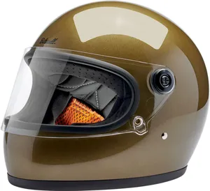 Biltwell Gringo S Helmet<br><ul><li>Injection-molded ABS outer shell is rugged yet lightweight</li><li>Expanded Polystyrene (EPS) liner dissipates impact loads and fortifies helmet structure for a secure fit without compromising comfort</li><li>Removable/replaceable comfort liner and cheek pads feature brushed fleece Lycra touch points to absorb and evaporate perspiration</li><li>Chin strap features brushed fleece Lycra touch points for comfort and an adjustable strap end retainer</li><li>Rugged shield hinge hardware with robust detents allows you to open the shield at slow speeds for increased airflow</li><li>Molded recesses inside EPS designed to accept various aftermarket audio and communication components</li></ul>