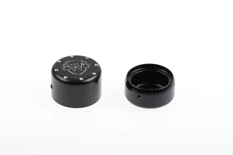 Cult-Werk Rear wheel axle cover kit, Logo. Gloss black