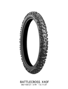 BRIDGESTONE TIRE BATTLECROSS X40 HARD FRONT 80/100 - 21 51M TT NHS
