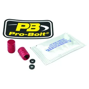 PRO BOLT Aluminium Valve Dust Cap Pack x2 Red