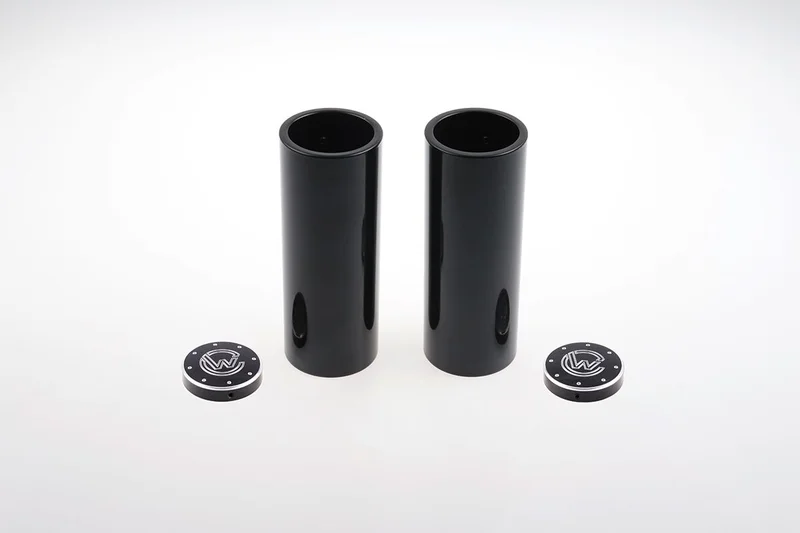 Cult-Werk 4-piece fork tube cover kit. Gloss black. Logo