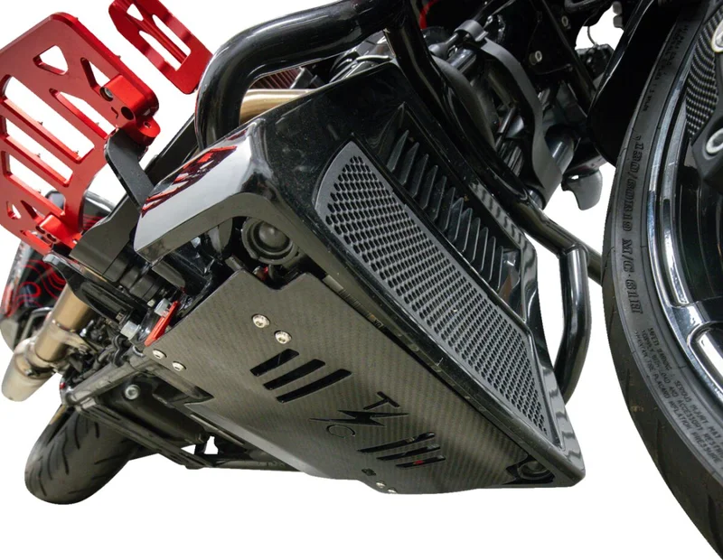 Thrashin Supply Co. PLATE SKID CARBON GLOSS W/RED