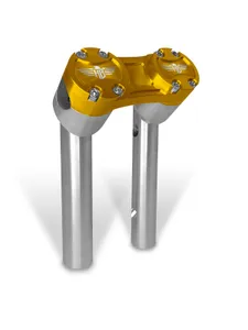 HeinzBikes Clubstyle Pullback Riser<br><ul><li>Our huge HeinzBikes Clubstyle Risers collection is made of high quality Billet Aluminum and comes in high gloss black or silver anodized finishes, paired with the aluminium clamp in high gloss black, gold, red or silver anodized.</li><li>The top clamp is a one-piece construction for extreme stability and durability.</li><li>The risers are pre-drilled for internal wiring for a super clean assembly.</li><li>The HB-Eagle logo is machined into the billet aluminum to withstand severe weather conditions and looking fresh for years to come.</li><li>The risers are pre-drilled for internal wiring for a super clean assembly.</li><li>High quality Billet Aluminium</li><li>CNC machine milled</li><li>Risers with high gloss black or silver anodized finish</li><li>Clamp with high gloss black, gold, red or silver anodized finish</li><li>Extreme stability and durability</li><li>Large internal wiring holes</li><li>Premium quality - German Made</li></ul>