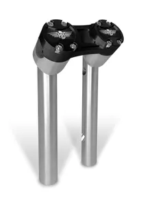 HeinzBikes Clubstyle Pullback Riser<br><ul><li>Our huge HeinzBikes Clubstyle Risers collection is made of high quality Billet Aluminum and comes in high gloss black or silver anodized finishes, paired with the aluminium clamp in high gloss black, gold, red or silver anodized.</li><li>The top clamp is a one-piece construction for extreme stability and durability.</li><li>The risers are pre-drilled for internal wiring for a super clean assembly.</li><li>The HB-Eagle logo is machined into the billet aluminum to withstand severe weather conditions and looking fresh for years to come.</li><li>The risers are pre-drilled for internal wiring for a super clean assembly.</li><li>High quality Billet Aluminium</li><li>CNC machine milled</li><li>Risers with high gloss black or silver anodized finish</li><li>Clamp with high gloss black, gold, red or silver anodized finish</li><li>Extreme stability and durability</li><li>Large internal wiring holes</li><li>Premium quality - German Made</li></ul>