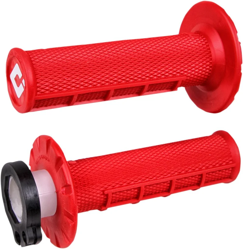 ODI MX V2 LOCK-ON HALF-WAFFLE GRIP RED