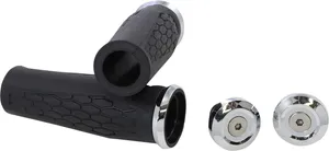Kuryakyn Hex Grips<br><ul><li>Contoured to fit perfectly in your hands for unbeatable comfort</li><li>Ergonomic design features a widened diameter for thumb, index and middle fingers and a tapered outer profile for ring and pinky fingers to match the natural shape of your hands</li><li>Premium, durable EPDM rubber compound will not harden, crack or wear over time and provides an ultra soft, cushiony feel for all-day vibration and dampening comfort</li><li>Combination of smooth and "hex" shaped embossed rubber provides amazing grip and distinct styling</li><li>Feature bar-mounted end caps that can be easily replaced with bar end mirrors or weights</li></ul>