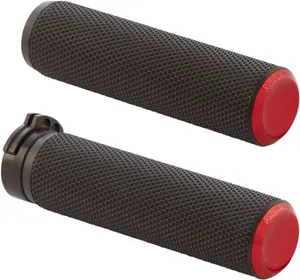Arlen Ness GRIPS - KNURLED - CABLE - RED