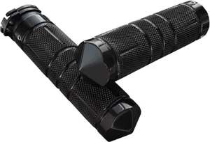Accutronix Knurled Diamond Custom Grips<br><ul><li>Machined from 6061-T6 Billet Aluminum</li><li>Left grips are secured with three-screw set, while right grips come with throttle sleeve installed</li><li>High-quality chrome construction</li><li>Made in the USA</li></ul>
