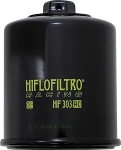 HIFLOFILTRO OIL FILTER SPIN-ON RACING WITH NUT PAPER GLOSSY BLACK