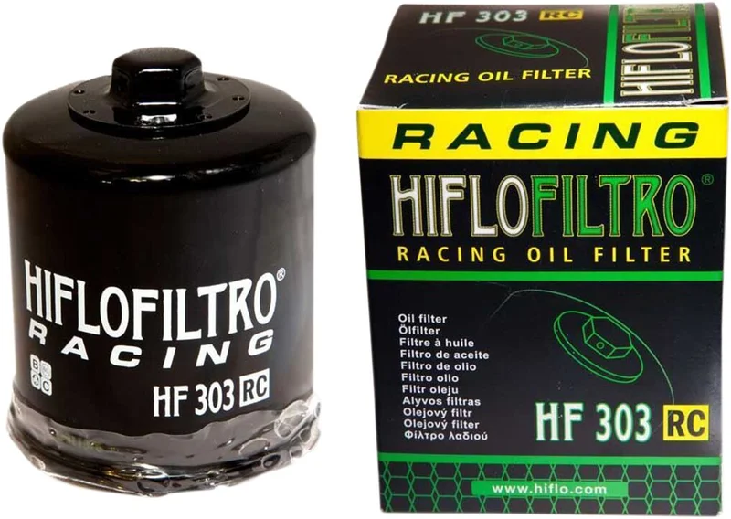 HIFLOFILTRO OIL FILTER SPIN-ON RACING WITH NUT PAPER GLOSSY BLACK