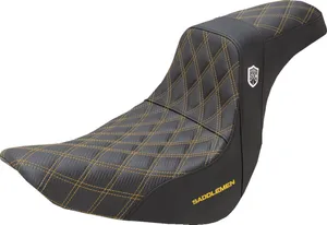 Saddlemen Pro Series SDC Performance Grip Seat<br><ul><li>True performance oriented comfort seat, best of both worlds with contoured lines and a bucketed driver’s seating area and substantial lumbar</li><li>Saddlemen seats with GelCore™ Technology are the only motorcycle seats scientifically proven to reduce engine vibration by up to 50% and road impacts by up to 92% instantly providing the ride you deserve</li><li>Crafted with Saddlemen’s carbon fiber front with black gripper lumbar in passenger area</li><li>SDC logo badge on either side</li><li>Add a pop of color or match accessories with available accented stitch colors</li><li>Made in the USA</li></ul>
