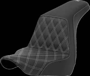 Saddlemen Lattice Stitch Step-Up Seat<br><ul><li>The seat combines a Gel-Core interior and Ultra-Foam that creates a foam that is a perfect balance of rigidity and user compliance</li><li>Ultra-Foam unique molding process creates an element-resistant self-skinning process that seals the foam from water and enhances the seat's durability as well as comfort</li><li>Lattice stitch (LS) retro styling infuses the old school spirit with a modern day twist</li><li>Designed and made in the USA</li></ul><br>6-1/2" (16.51 cm) lumbar support.