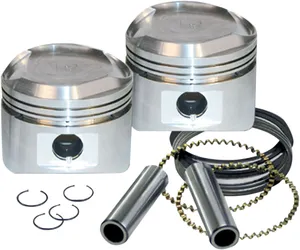 S&S Piston Kit for S&S Motors<br><ul><li>Piston kit includes forged pistons (unless noted) rings, wrist pins and clips for a complete motor replacement</li><li>Made in the U.S.A</li></ul><br>For 89" stroker kits (raised dome for S&S heads only).
If ordering replacement pistons for older 89" Stroker Kit, the flywheels will need rebalancing.
1.1875" piston deck height.