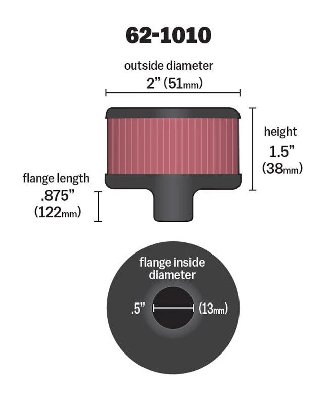 K&N 1/2 VENT 2 D 1-1/2H STEEL