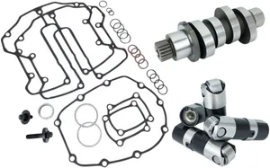 Feuling Race Series® Chain Drive Camshaft Kit<br><ul><li>Kit includes Reaper® camshaft, Racer Series full travel hydraulic lifters with 0.200" total travel, gasket/o-ring kit that allows installation of Feuling heavy-duty HP+ 0.0165" wall one-piece pushrods or factory one-piece pushrods, ARP® cam/crank fasteners and cam instal kit</li><li>Made in the USA</li><li>Due to the unstable nature of 4-valve engine design with one rocker arm activating two valve springs, Feuling recommends running one-piece pushrods over quick-install adjustable pushrods to maintain maximum cam/valve lift and reduce valvetrain harmonics and associated hydraulic lifter issues. </li><li>Feuling fastener kit is recommended to help prevent cylinder head cracking; kit replaces the rocker shaft bolts with studs and nuts to help reduce the stress of the rocker shaft standoffs.</li><li>Race Series lifters have a slower bleed down rate to handle steep ramped cam and heavy valvesprings, designed to increase engine RPM before valve float.</li><li>Not for '23-'24 models with 121" VVT motors.</li></ul><br>Requires high lift/high load valve springs.
Clearances must be checked when installing this cam.
Rpm Range: 2750-6350+.
Overlap: 36.