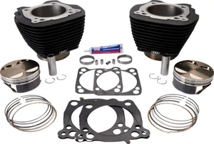 S&S Big Bore Cylinder Kit<br><ul><li>Big Bore kit yields excellent results with stock cylinder heads</li><li>Easy installation no need to bore or split existing cases, just swap the cylinders (unless otherwise noted)</li><li>Cylinders are constructed from premium aluminum castings with cast-in iron liners</li><li>Kit includes cylinders, pistons, rings and gaskets (head, base and exhaust)</li><li>Made in the USA</li><li>Project requires a skilled technician. It is the responsibility of the person assembling the parts to check all clearances and assembly specifications.</li></ul><br>Not recommended for trike models.