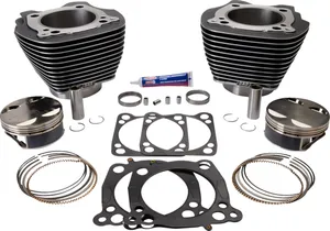 S&S Big Bore Cylinder Kit<br><ul><li>Big Bore kit yields excellent results with stock cylinder heads</li><li>Easy installation no need to bore or split existing cases, just swap the cylinders (unless otherwise noted)</li><li>Cylinders are constructed from premium aluminum castings with cast-in iron liners</li><li>Kit includes cylinders, pistons, rings and gaskets (head, base and exhaust)</li><li>Made in the USA</li><li>Project requires a skilled technician. It is the responsibility of the person assembling the parts to check all clearances and assembly specifications.</li></ul><br>Not recommended for trike models.