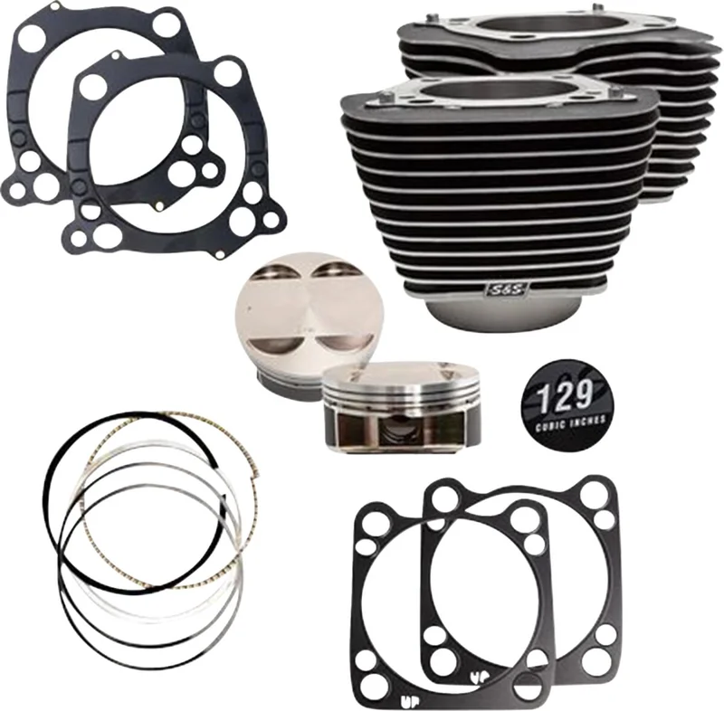 S&S 129" big bore kit. Black cylinders / highlighted fins