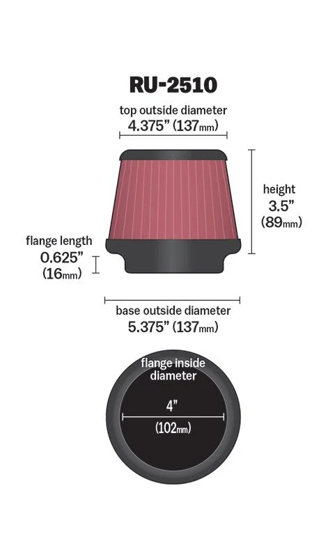 K&N AIR FILTER CLMP ON 102MM